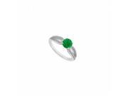 Fine Jewelry Vault UBJS3323AW14DE May Birthstone Emerald Diamond Engagement Ring in 14K White Gold 0.75 CT TGW 46 Stones