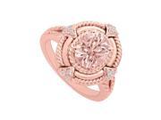 Fine Jewelry Vault UBNR84225P149X7CZMG Morganite With CZ Aesthetic Rose Gold Ring 12 Stones