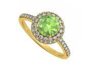Fine Jewelry Vault UBNR50534Y14CZPR Peridot CZ Double Halo Engagement Ring in 14K Yellow Gold Latest Fashion 52 Stones