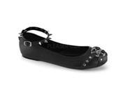 Demonia STAR23_BVL 10 Ankle Strap Flat Shoe with Studded Straps Pentagram Black Size 10