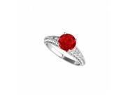 Fine Jewelry Vault UBUNR50644EAGCZR Round Ruby CZ Engagement Ring in Sterling Silver 28 Stones