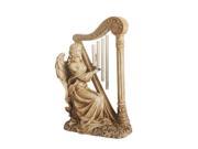 NorthLight 16 in. Seated Angel Playing Harp Outdoor Patio Garden Wind Chime Statue