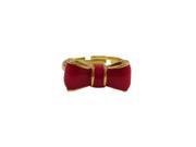 Dlux Jewels Red Enamel Bow with Gold Plated Brass Adjustable Ring
