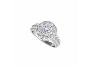 Fine Jewelry Vault UBNR50847EAGCZ Prong Set CZ Halo Engagement Ring in Sterling Silver