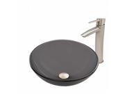 VIGO Sheer Black Frost Glass Vessel Sink and Shadow Faucet Set in Brushed Nickel Finish