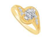Fine Jewelry Vault UBNR81593Y147X5CZ CZ Swirl Engagement Ring in 14K Yellow Gold