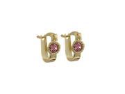 Dlux Jewels Gold Filled Huggie Earrings with Pink Crystal 0.39 in.