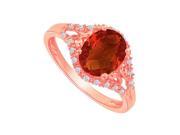 Fine Jewelry Vault UBNR84214P149X7CZGR Perfect Garnet CZ Split Shank Ring in 14K Rose Gold 20 Stones