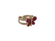 Dlux Jewels Red Enamel Bow Two Tonerly Gold Tone Brass Ring