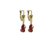Dlux Jewels Two Garnet 5.5 mm Cubic Zirconia Teardrop Dangling with Gold Filled Lever Back Earrings