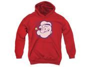 Trevco Popeye Head Youth Pull Over Hoodie Red Large