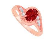Fine Jewelry Vault UBUNR81593P147X5CZR Cool Ruby CZ Semi Swirl Ring in 14K Rose Gold 2 Stones