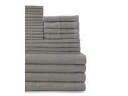 Baltic Linen Belvedere Row Multi Count 100 Percent Cotton Complete Towel Set Graphite Grey 24 Piece