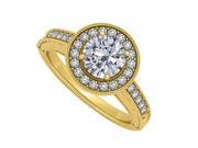 Fine Jewelry Vault UBNR84509AGVYCZ CZ Halo Engagement Ring in 18K Yellow Gold Vermeil