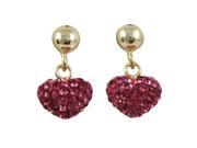 Dlux Jewels pnk Sterling Silver Gold Pink Shamballa Heart Earrings