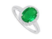 Fine Jewelry Vault UBUNR83790AG9X7CZE Emerald CZ Engagement Ring in Sterling Silver 9 Stones