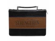 Christian Art Gifts 694196 Bible Cover Classic Strength Large Black Brown