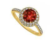 Fine Jewelry Vault UBNR50534Y14CZGR Garnet CZ Double Fashion Halo Engagement Ring in 14K Yellow Gold 52 Stones
