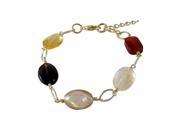 Dlux Jewels Semi Precious Stones on Gold Tone Brass Bracelet 6.5 x 1 in.