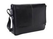 Piel Leather 3095 BLK Small Deluxe Messenger Bag Black
