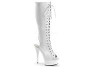 Pleaser DEL2016_WPU_M 5 1.75 in. Platform Open Toe and Knee High Boot with Side Zip White Size 5