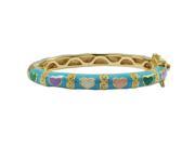 Dlux Jewels Turquoise Enamel Hearts Gold Plated Brass Bangle Multi Color