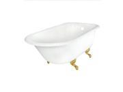 World Imports 114688 61 in. Cast Iron Roll Top Tub Less Faucet Holes White Polished Brass