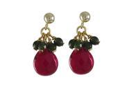 Dlux Jewels Garnet Semi Precious Stones with Gold Filled Post Earrings 1 in.