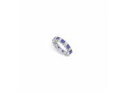 Fine Jewelry Vault UBU14WSQ400CZS231 CZ Blue Created Sapphire Eternity Band 14K White Gold 4 CT TGW 10 Stones