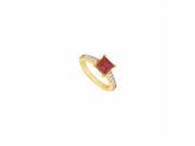 Fine Jewelry Vault UBUJ1352AAGVYCZR Created Ruby CZ Engagement Ring Yellow Gold Vermeil 1 CT TGW 16 Stones