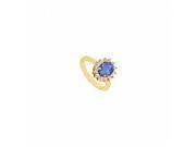 Fine Jewelry Vault UBUK10975AGVYCZS Created Sapphire CZ Ring Yellow Gold Vermeil 1.50 CT TGW 12 Stones