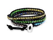 Doma Jewellery MAS03197 Triple Wrap Bracelet with Multicolor Crystal Beads Leather Cord and Stainless Steel Clasp