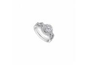 Fine Jewelry Vault UBJS3136ABW14D Diamond Engagement Ring With Diamond Wedding Band Sets in 14K White Gold 1.25 CT TGW