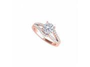 Fine Jewelry Vault UBNR50851EAGVRCZ CZ Split Shank Engagement Ring in 14K Rose Gold Vermeil