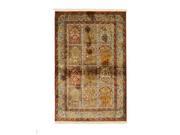 EORC X35905 4 x 6.08 ft. Multi Hand Knotted Silk Panel Qum Rug