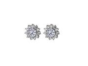 Fine Jewelry Vault UBER1196W14CZ Fab Pair of CZ Earrings 14K White Gold 2 Stones