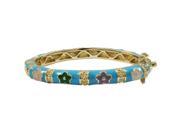Dlux Jewels 35 mm Turquoise Enamel Flower Gold Plated Brass Bangle Multi Color