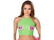 Roma Costume T3248 Lime O S Sheer Top with Alien Heads Lime One Size