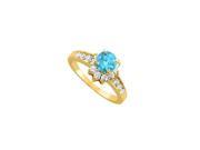 Fine Jewelry Vault UBUNR82045AGVYCZBT Blue Topaz CZ 18K Yellow Gold Vermeil Ring 10 Stones