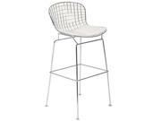 East End Imports EEI 162 WHI CAD Wire Barstool in Silver Frame with White Seat Cushion
