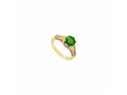 Fine Jewelry Vault UBUJ8668Y14CZE Created Emerald CZ Engagement Ring in 14K Yellow Gold 1 CT TGW 50 Stones