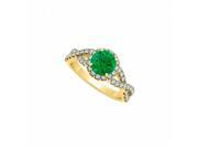 Fine Jewelry Vault UBUNR84630Y14CZE Criss Cross Halo Engagement Ring With May Birthstone Emerald CZ April Birthstone 46 Stones