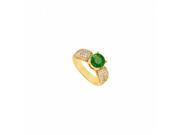 Fine Jewelry Vault UBUJ6587Y14CZE Created Emerald CZ Engagement Ring in 14K Yellow Gold 1 CT TGW 42 Stones