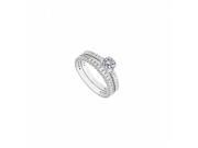 Fine Jewelry Vault UBJS1971ABW14CZ CZ Wedding Band Engagement Ring in 14K White Gold 1.50 CT