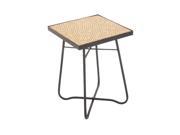 Benzara 45631 Metal Glass Square Brown Side Table 23 in. H