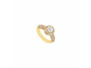 Fine Jewelry Vault UBJ8518Y14CZ CZ Engagement Ring 14K Yellow Gold 1.25 CT CZ 48 Stones