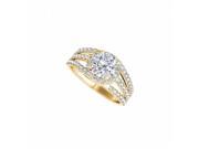 Fine Jewelry Vault UBNR50846EY14CZ CZ Split Shank Engagement Ring in 14K Yellow Gold