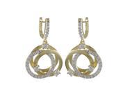 Dlux Jewels Sterling Silver Two Tone Ma Two Tonee Gold Open Circles with Cubic Zirconia Earrings 1.38 in.