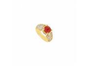 Fine Jewelry Vault UBUJ3221Y14CZR Created Ruby CZ Engagement Ring 14K Yellow Gold 2 CT TGW 68 Stones