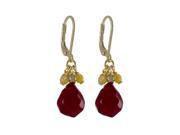 Dlux Jewels Ruby Semi Precious Stones with 1.42 in. Gold Plated Brass Lever Back Earrings